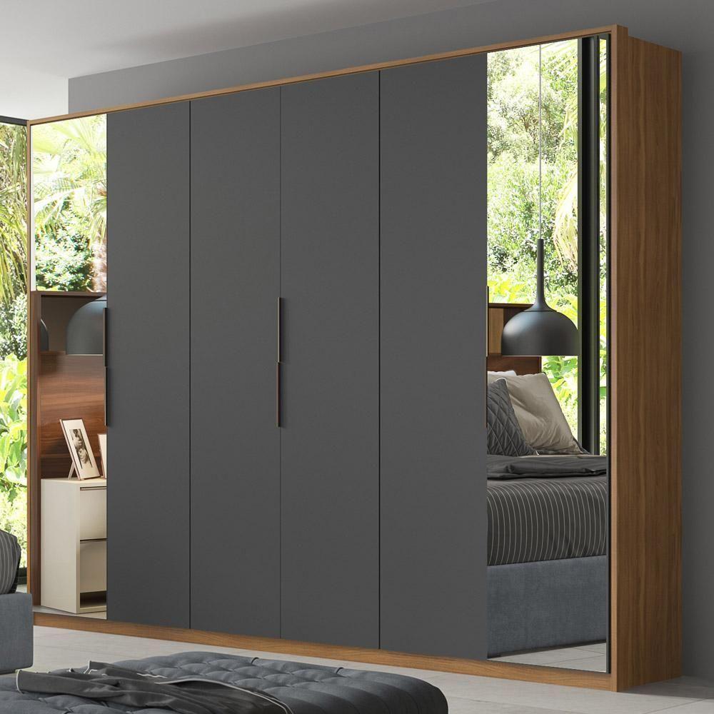 Guarda Roupa Casal 6 Portas 2 Com Espelhos 6 Gavetas Atrice D02 Amendola/grafito - Mpozenato - 2