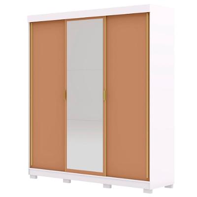 Guarda Roupa Casal 200cm Com Espelho Porto Flex Branco/camarim - Vila Rica