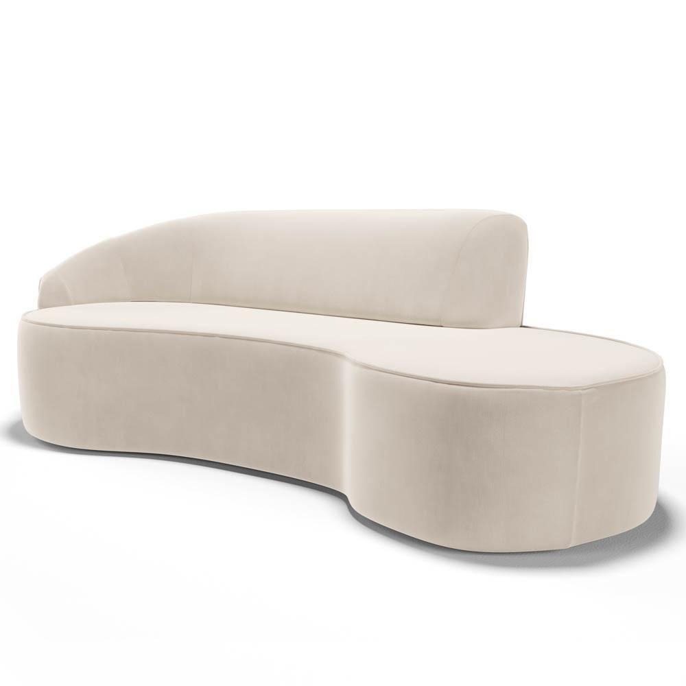 Sofá Living 3 Lugares 230cm Braço Esquerdo Mozart D06 Veludo Bege - Mpozenato - 1