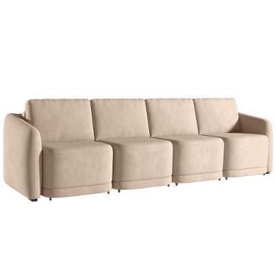 Sofá Cama Casal Para Sala 356cm Polska Z08 Veludo Bege - Mpozenato