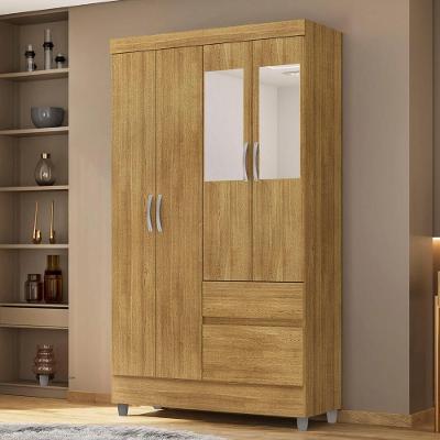 Guarda Roupa Solteiro Mayra Nature V02 4 Portas Bater 2 Gavetas Nature MDF Mpozenato