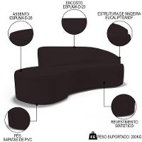 Sofá Living 2 Lugares 180cm Braço Direito Mozart D06 Sintético Marrom - Mpozenato - 3