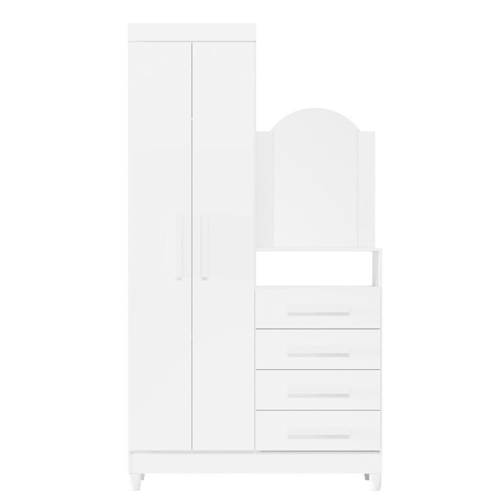 Guarda Roupa Cômoda Com Espelho 103cm Maite A02 Azul/rosa/titanium - Mpozenato - 7