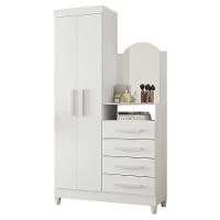 Guarda Roupa Cômoda Com Espelho 103cm Maite A02 Azul/rosa/titanium - Mpozenato - 1