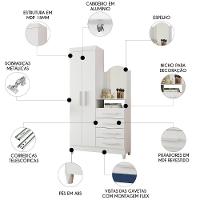 Guarda Roupa Cômoda Com Espelho 103cm Maite A02 Azul/rosa/titanium - Mpozenato - 3