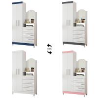 Guarda Roupa Cômoda Com Espelho 103cm Maite A02 Azul/rosa/titanium - Mpozenato - 5