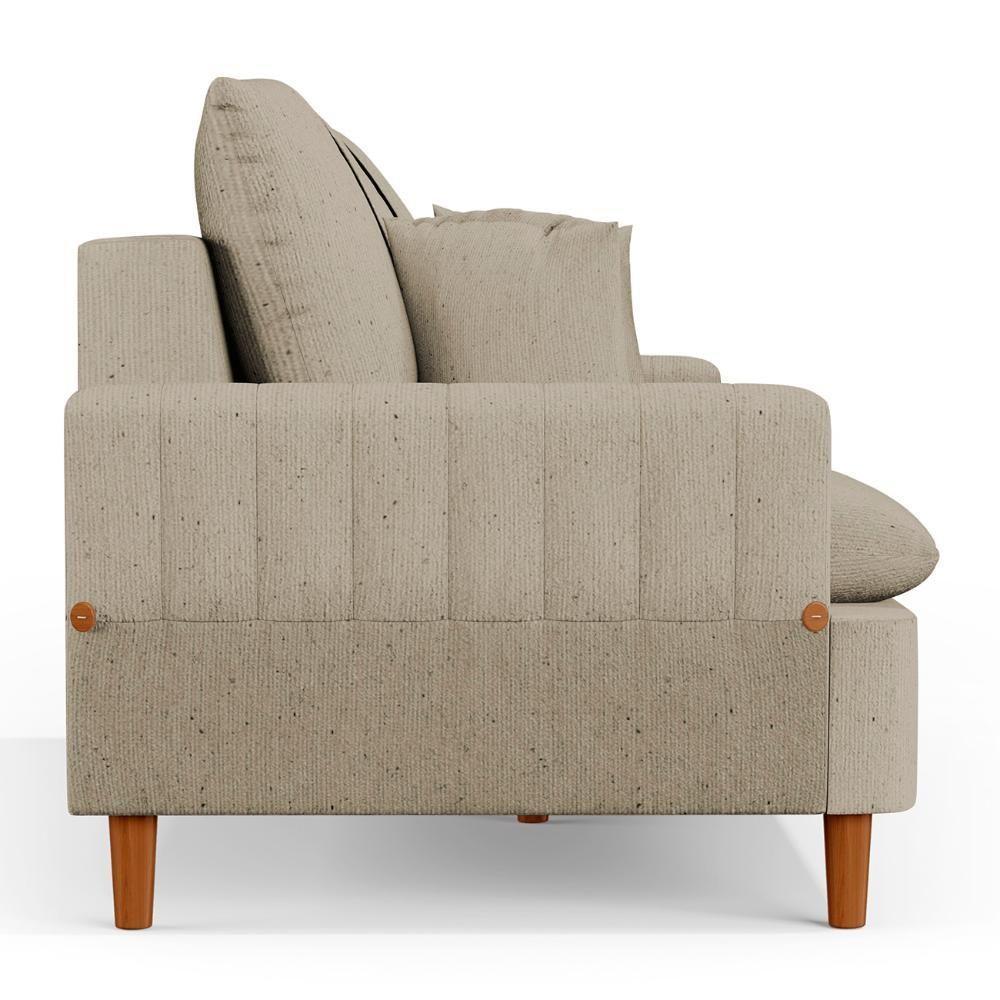 Sofá Living 3 Lugares 180cm Com Almofadas Veras D05 Linho Bege - Mpozenato - 2