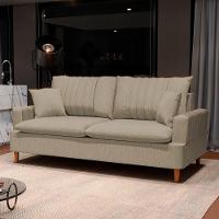 Sofá Living 3 Lugares 180cm Com Almofadas Veras D05 Linho Bege - Mpozenato - 7