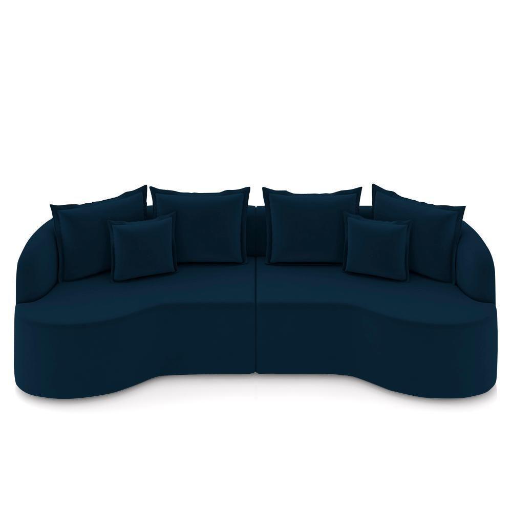 Sofá 4 Lugares 250cm Orgânico Quito Z08 Veludo Azul Marinho - Mpozenato - 5