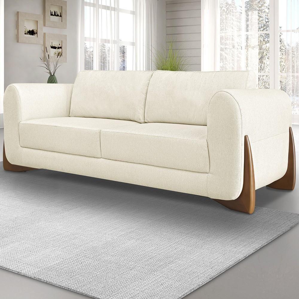 Sofá 2 Lugares Base De Madeira 180cm Izzy S06 Linho Natural - Mpozenato - 2