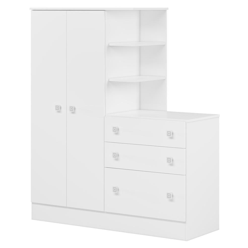 Guarda Roupa Cômoda Infantil Doce Sonho Branco - Qmovi - 1