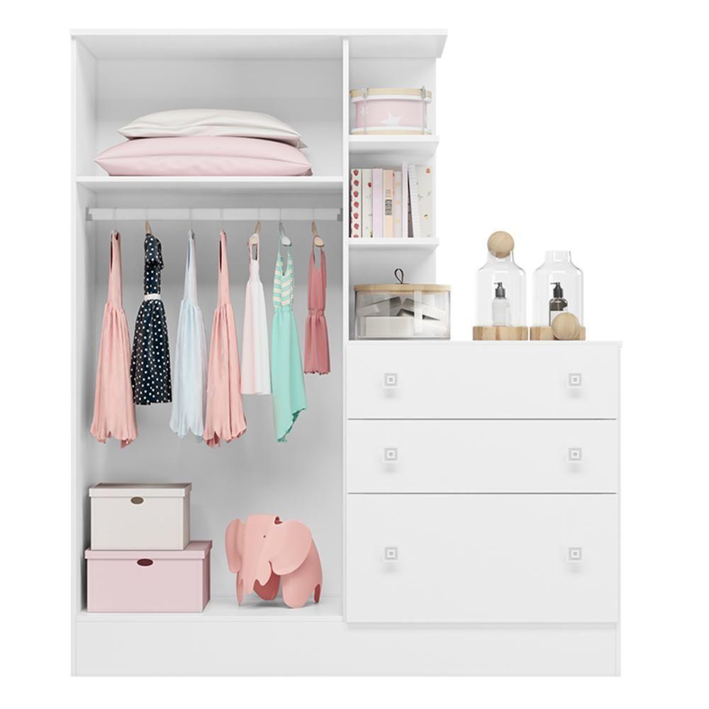 Guarda Roupa Cômoda Infantil Doce Sonho Branco - Qmovi - 5