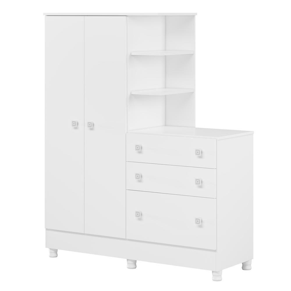 Guarda Roupa Cômoda Infantil Doce Sonho Branco - Qmovi - 6