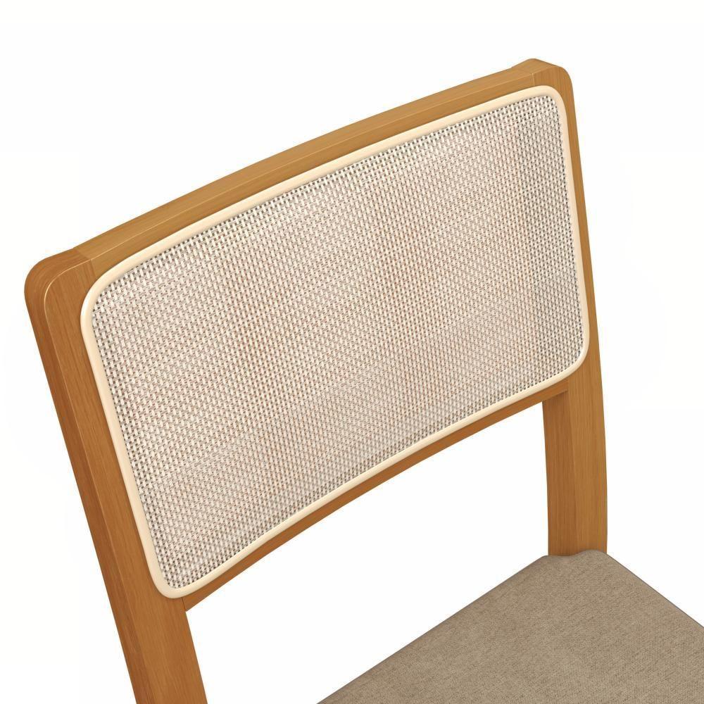 Conjunto Sala De Jantar Madeira Maciça 6 Cadeiras Kappesberg Off White Linho Fendi tela Bege - 6