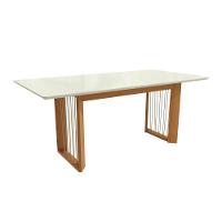 Conjunto Sala De Jantar Madeira Maciça 6 Cadeiras Kappesberg Off White Linho Fendi tela Bege - 3