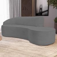 Sofá Living 4 Lugares 280cm Braço Esquerdo Mozart D06 Linho Cinza Escuro - Mpozenato - 2