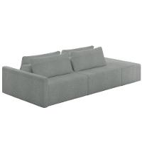 Sofá Ilha Modular Com Puff Para Sala Living 232cm Georgia Z08 Boucle Cinza Claro - Mpozenato - 1