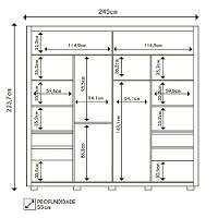Guarda Roupa Casal 2 Portas De Correr E 8 Espelhos Praticus Buriti/fendi - Caemmun