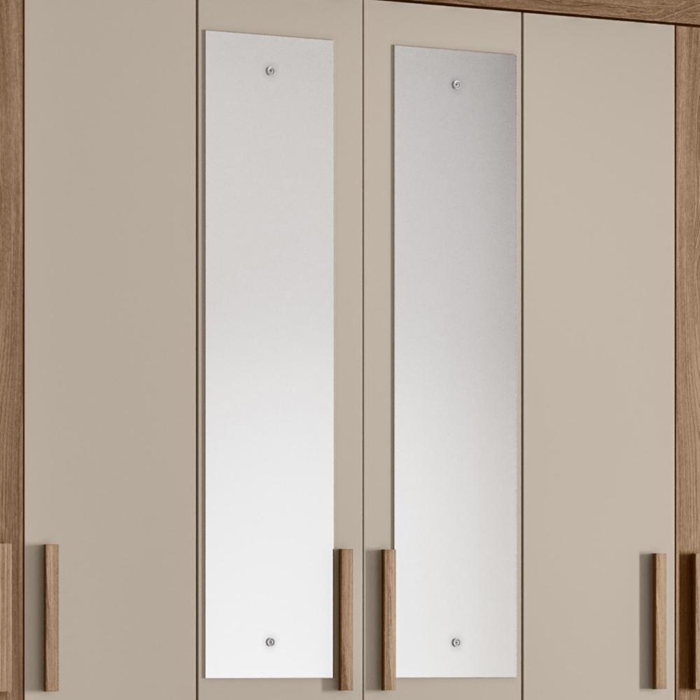 Guarda Roupa Casal 165cm Com Espelho Khani Carvalho/fendi Z17 - Mpozenato - 7