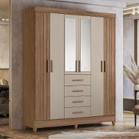 Guarda Roupa Casal 165cm Com Espelho Khani Carvalho/fendi Z17 - Mpozenato - 2