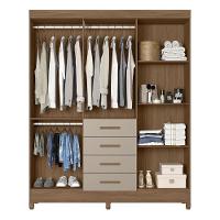 Guarda Roupa Casal 165cm Com Espelho Khani Carvalho/fendi Z17 - Mpozenato - 5