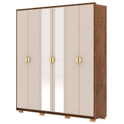 Guarda Roupa Casal 203cm Com Espelho Noronha Imbuia/fendi - Vila Rica