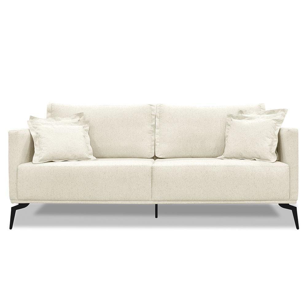 Sofá 3 Lugares 200cm Pés De Metal Vecchia S06 Linho Natural - Mpozenato - 5