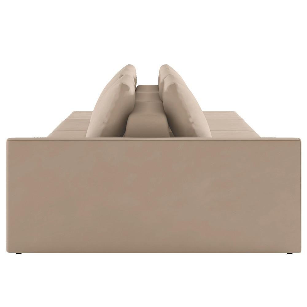 Sofá Ilha Modular Com Puff Para Sala Living 232cm Georgia Z08 Veludo Bege - Mpozenato - 8