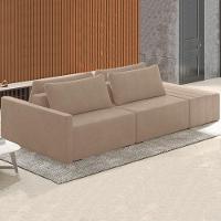 Sofá Ilha Modular Com Puff Para Sala Living 232cm Georgia Z08 Veludo Bege - Mpozenato - 2