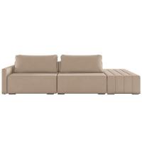 Sofá Ilha Modular Com Puff Para Sala Living 232cm Georgia Z08 Veludo Bege - Mpozenato - 7