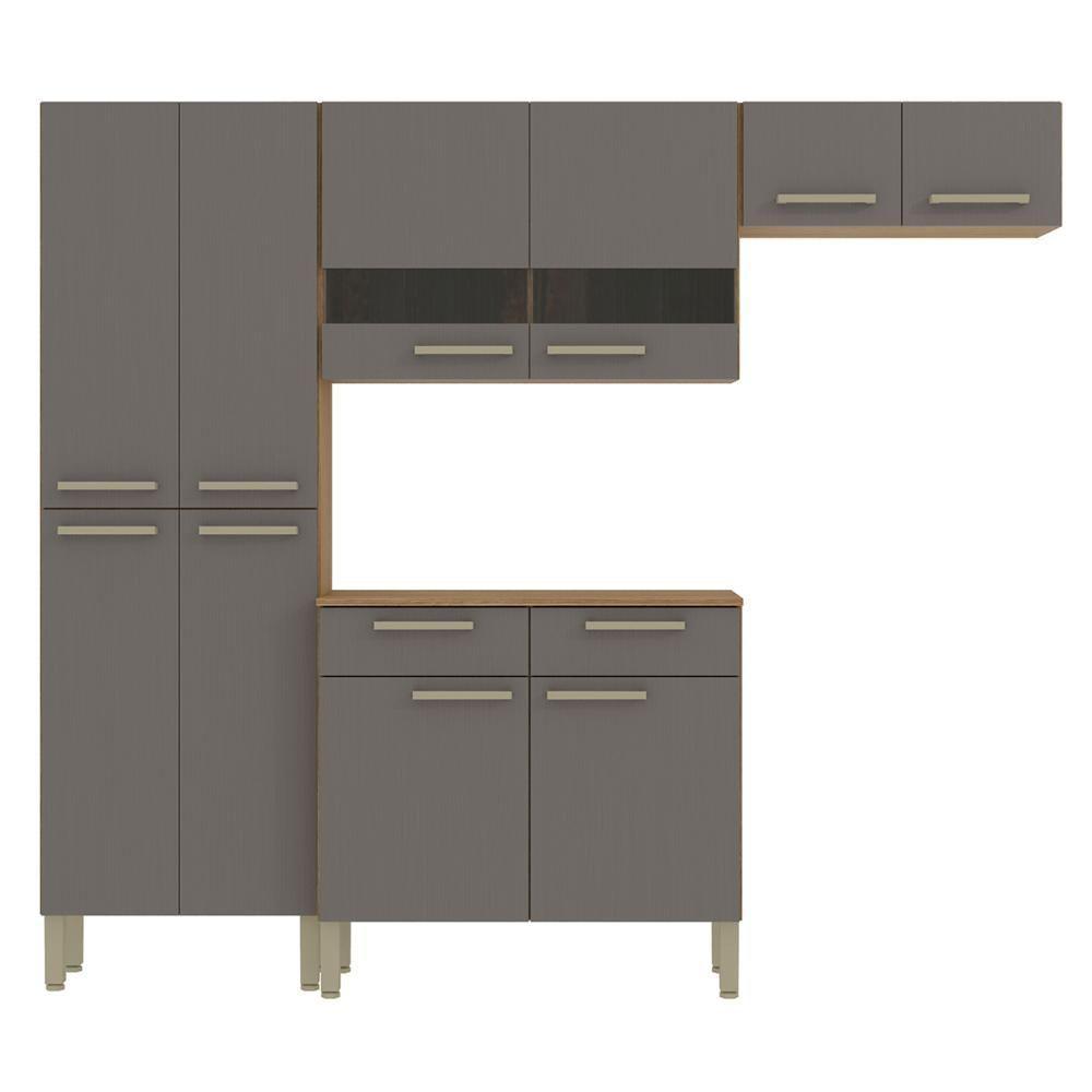 Cozinha Compacta Com Balcão 221cm Vivian Plus Freijó-gris Z06 - Mpozenato - 1