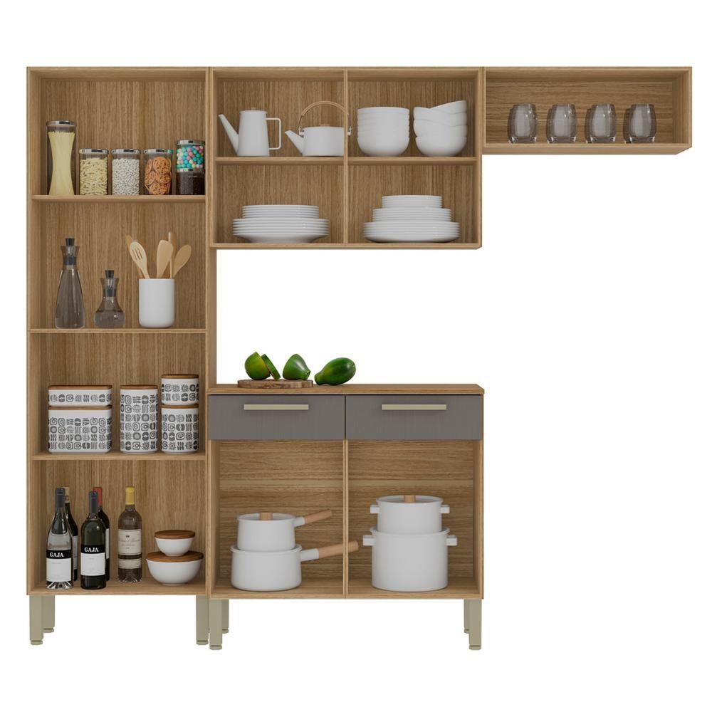 Cozinha Compacta Com Balcão 221cm Vivian Plus Freijó-gris Z06 - Mpozenato - 5