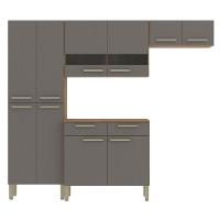 Cozinha Compacta Com Balcão 221cm Vivian Plus Freijó-gris Z06 - Mpozenato - 1