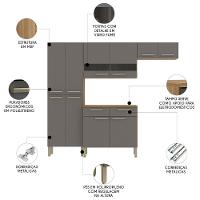 Cozinha Compacta Com Balcão 221cm Vivian Plus Freijó-gris Z06 - Mpozenato - 3