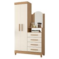 Guarda Roupa Cômoda Com Espelho 103cm Maite A02 Off/freijó - Mpozenato - 1