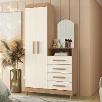 Guarda Roupa Cômoda Com Espelho 103cm Maite A02 Off/freijó - Mpozenato - 2