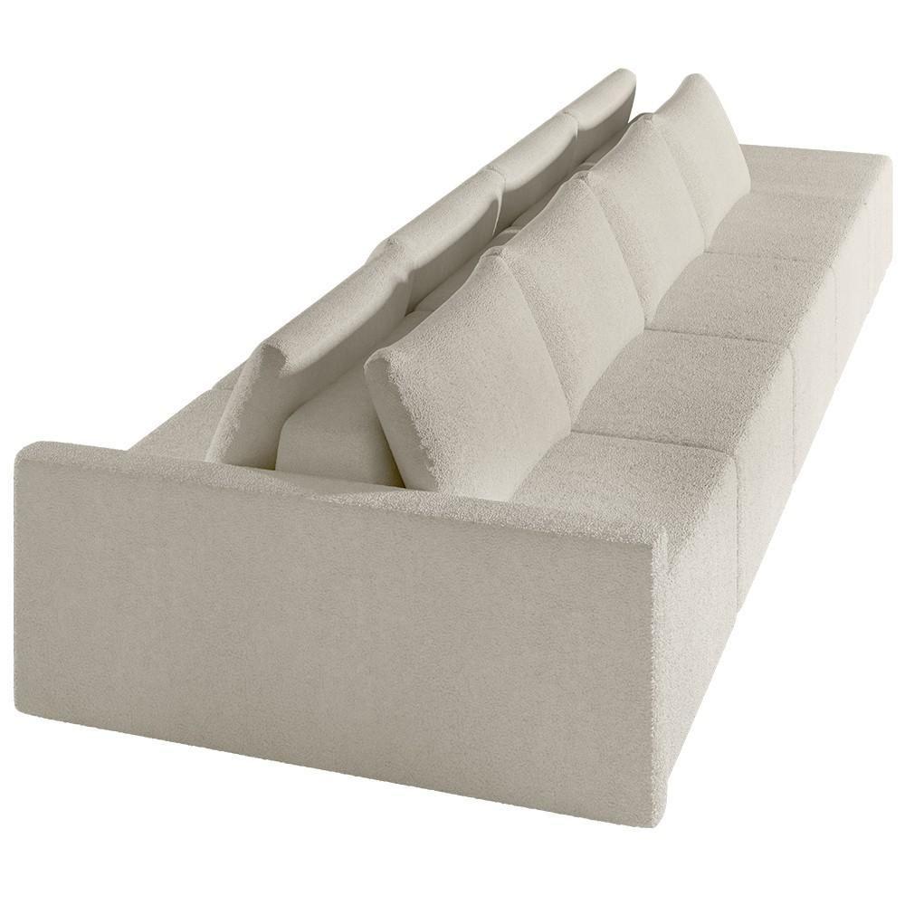 Sofá Ilha Modular Com Puff Para Sala Living 432cm Georgia Z08 Boucle Bege - Mpozenato - 8