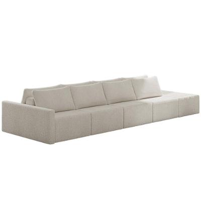 Sofá Ilha Modular Com Puff Para Sala Living 432cm Georgia Z08 Boucle Bege - Mpozenato