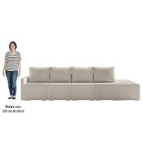 Sofá Ilha Modular Com Puff Para Sala Living 432cm Georgia Z08 Boucle Bege - Mpozenato - 5