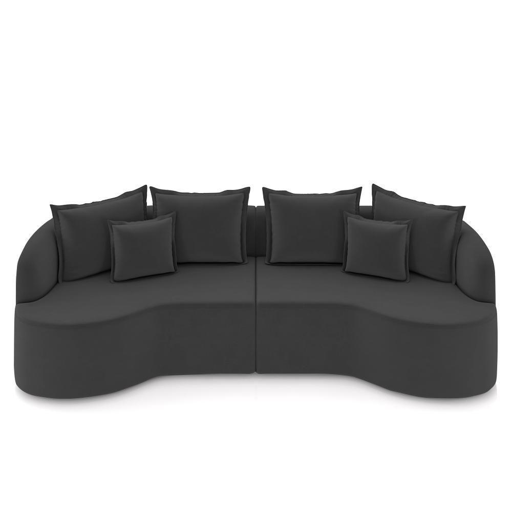 Sofá 4 Lugares 270cm Orgânico Quito Z08 Veludo Cinza Escuro - Mpozenato - 5