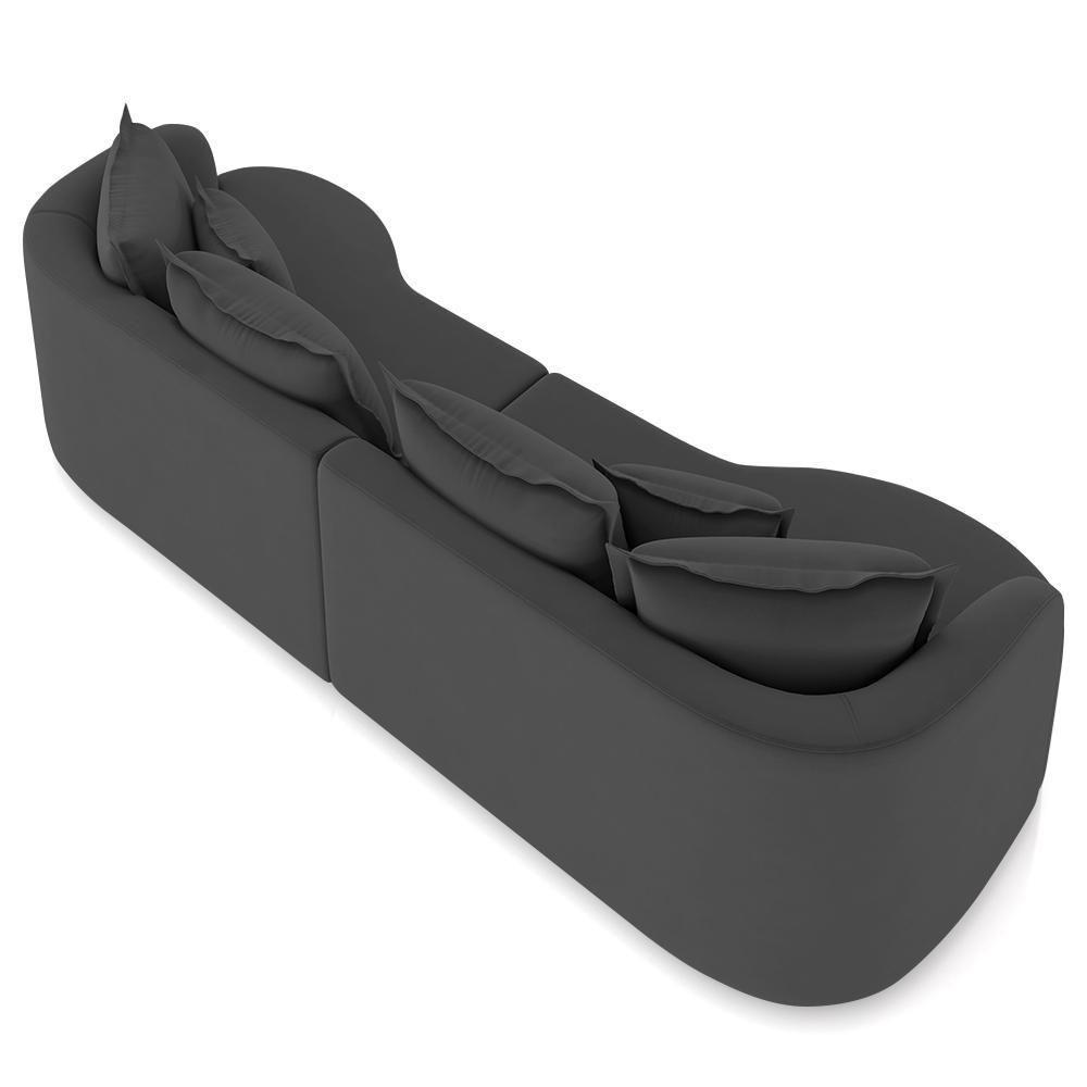 Sofá 4 Lugares 270cm Orgânico Quito Z08 Veludo Cinza Escuro - Mpozenato - 6