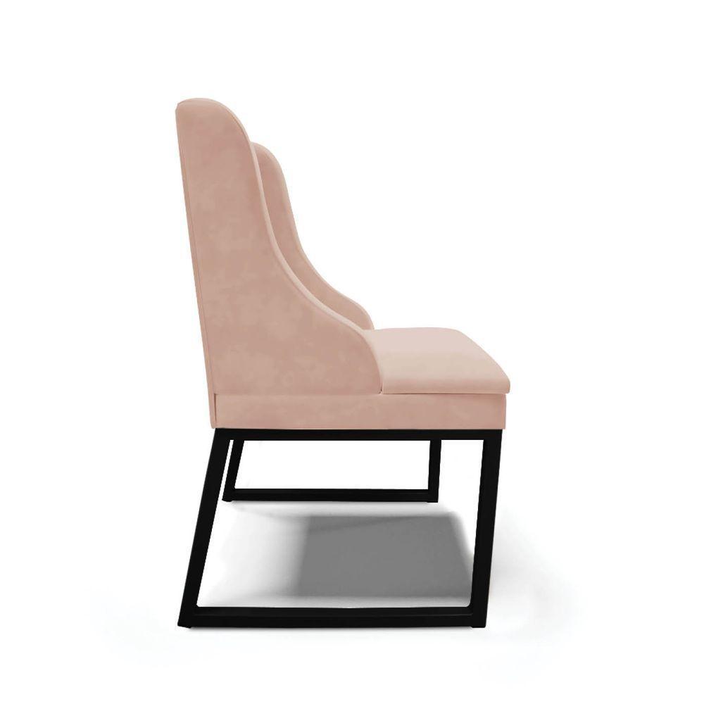 Cadeira Sala De Jantar Industrial Preto Kit 4 Liz Veludo Rosê D03 - D'rossi - 5