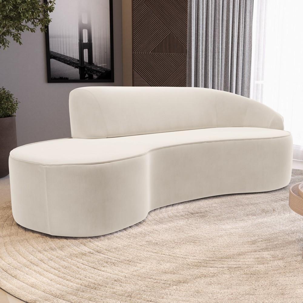 Sofá Living 2 Lugares 180cm Braço Direito Mozart D06 Veludo Bege - Mpozenato - 2