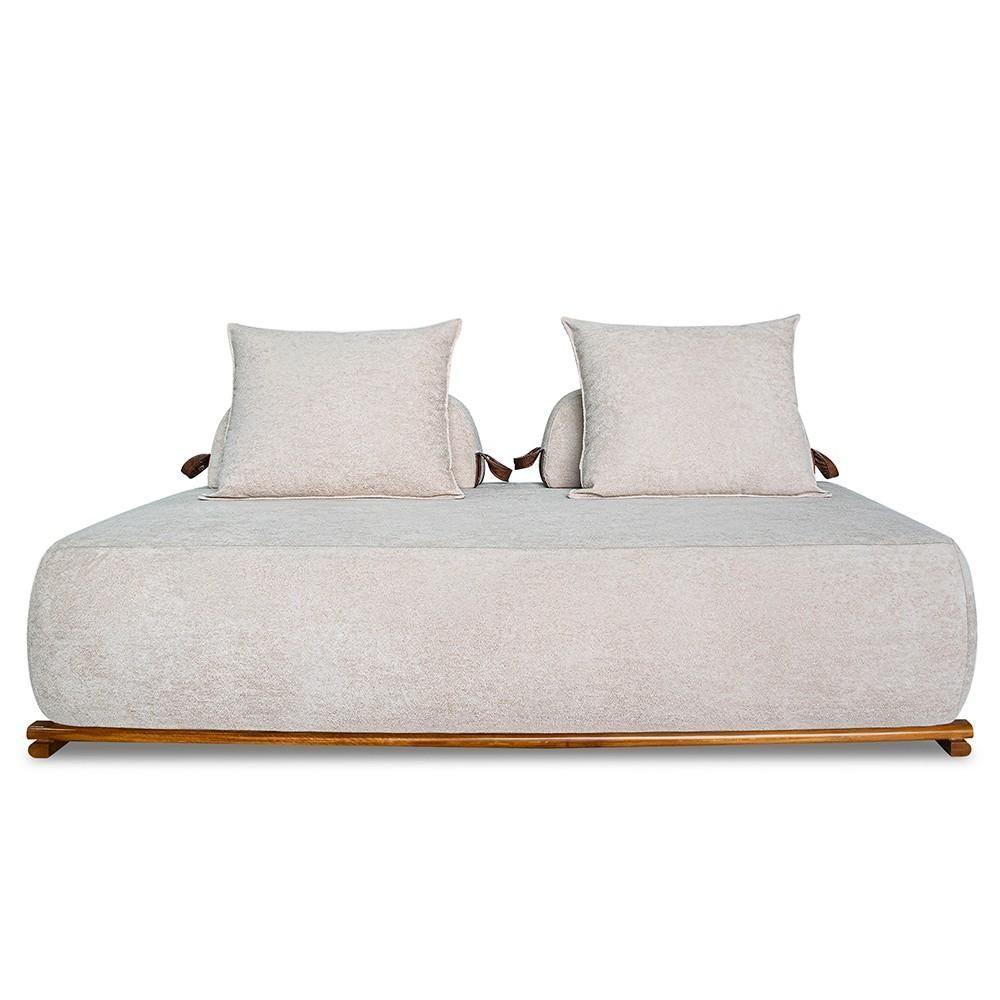 Sofá 3 Lugares 200cm Ilha Base Madeira Viero S06 Boucle Bege - Mpozenato - 1