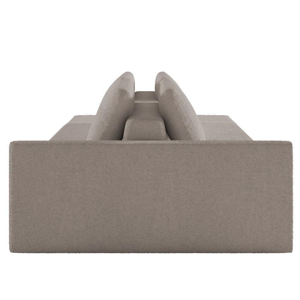 Sofá Ilha Modular Com Puff Para Sala Living 232cm Georgia Z08 Boucle Bege Escuro - Mpozenato - 6