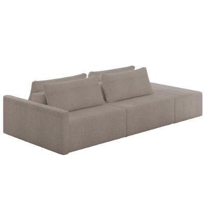 Sofá Ilha Modular Com Puff Para Sala Living 232cm Georgia Z08 Boucle Bege Escuro - Mpozenato