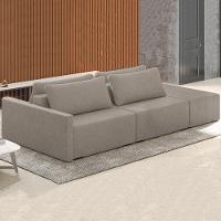 Sofá Ilha Modular Com Puff Para Sala Living 232cm Georgia Z08 Boucle Bege Escuro - Mpozenato - 2