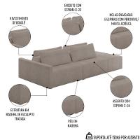 Sofá Ilha Modular Com Puff Para Sala Living 232cm Georgia Z08 Boucle Bege Escuro - Mpozenato - 3