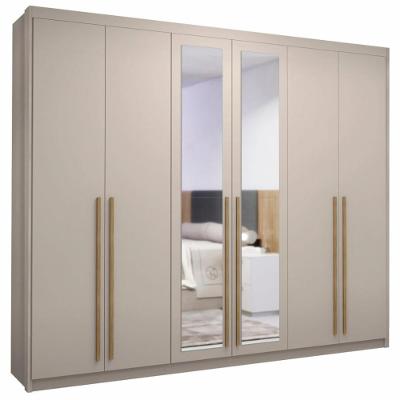 Guarda Roupa Casal 6 Portas Espelho Dubai Majestic Fendi - Vila Rica