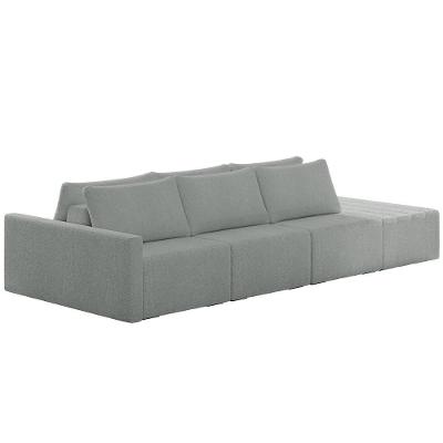 Sofá Ilha Modular Com Puff Para Sala Living 312cm Georgia Z08 Boucle Cinza Claro - Mpozenato